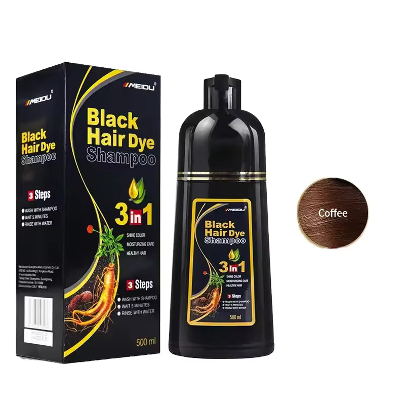 Shampoo colorante negro aplicación rápida y acabado natural