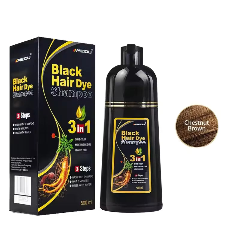 Shampoo colorante negro aplicación rápida y acabado natural
