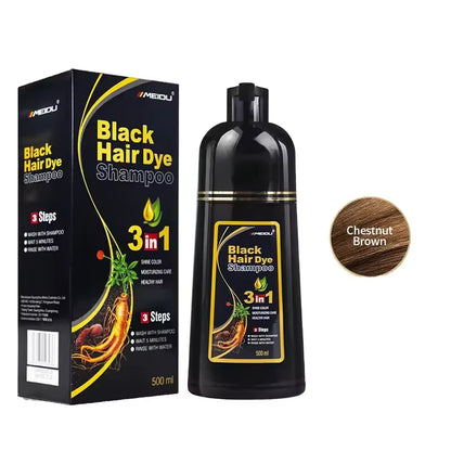 Shampoo colorante negro aplicación rápida y acabado natural