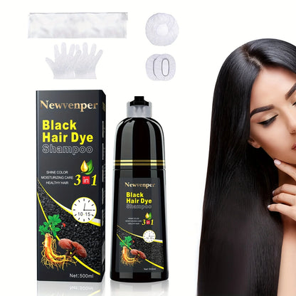 Shampoo colorante negro aplicación rápida y acabado natural