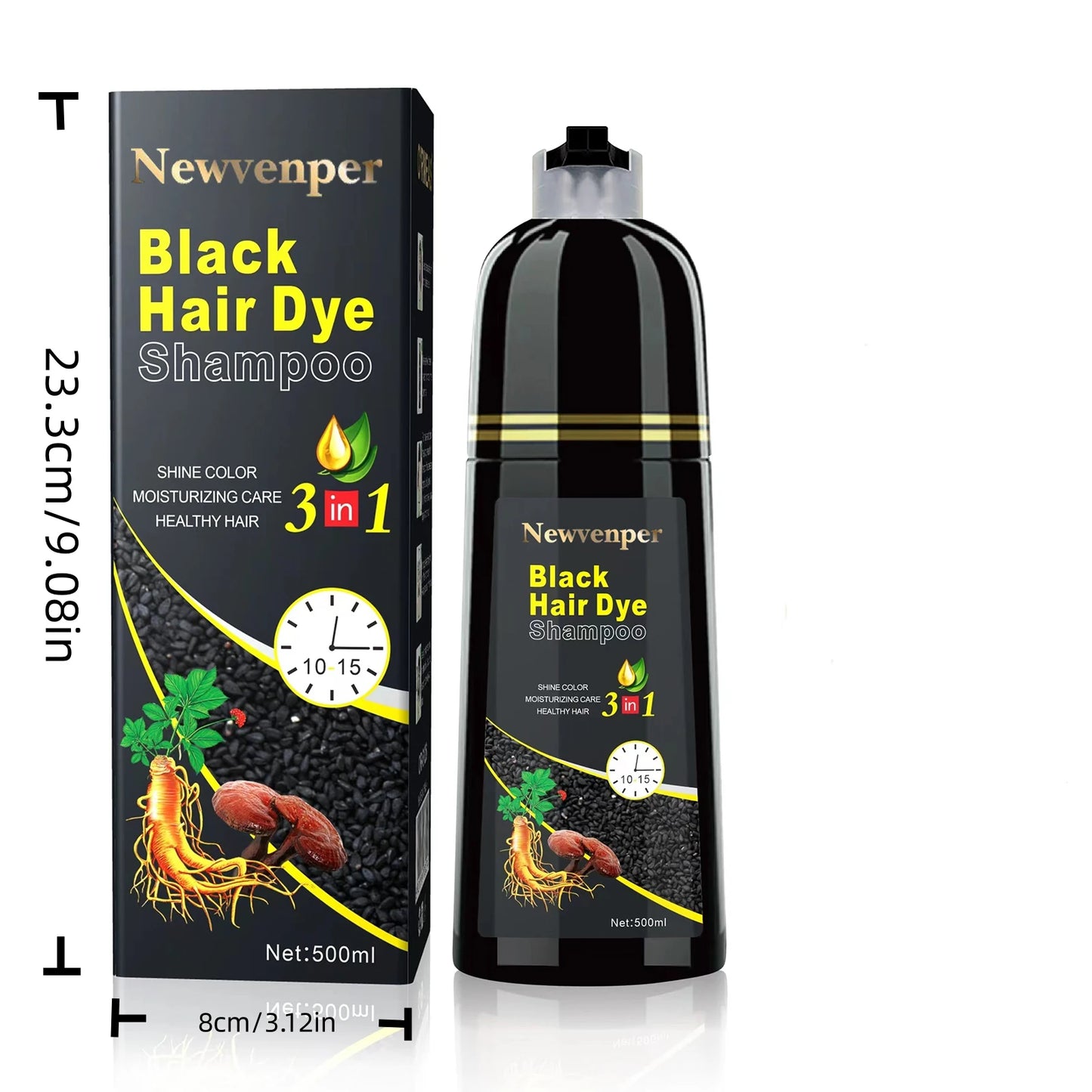 Shampoo colorante negro aplicación rápida y acabado natural