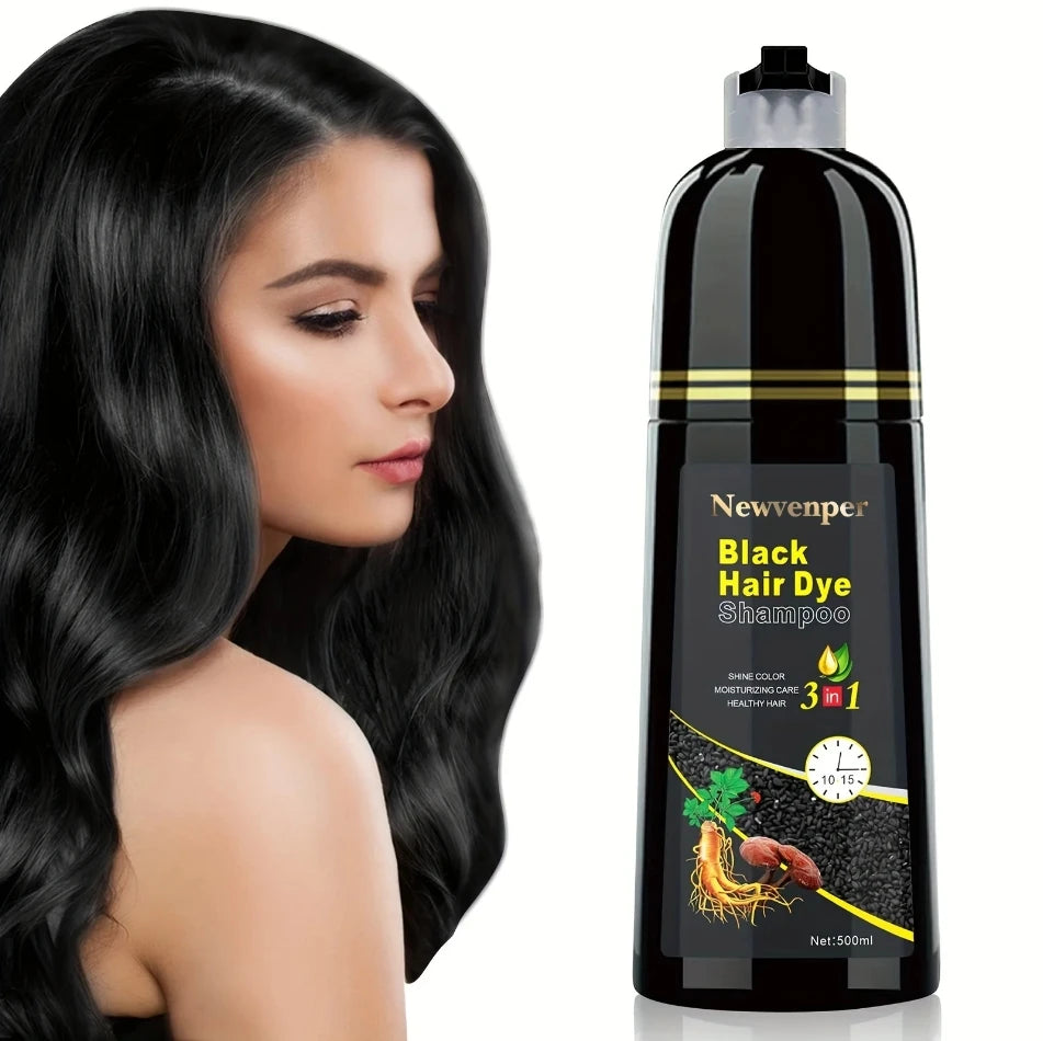 Shampoo colorante negro aplicación rápida y acabado natural