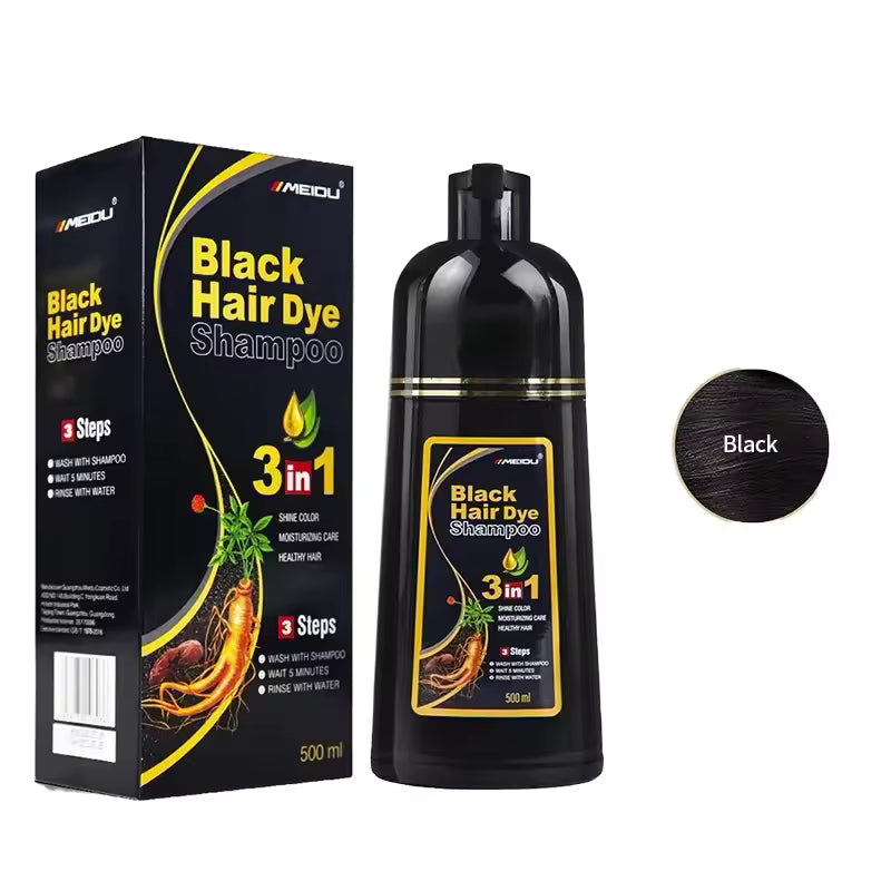 Shampoo colorante negro aplicación rápida y acabado natural