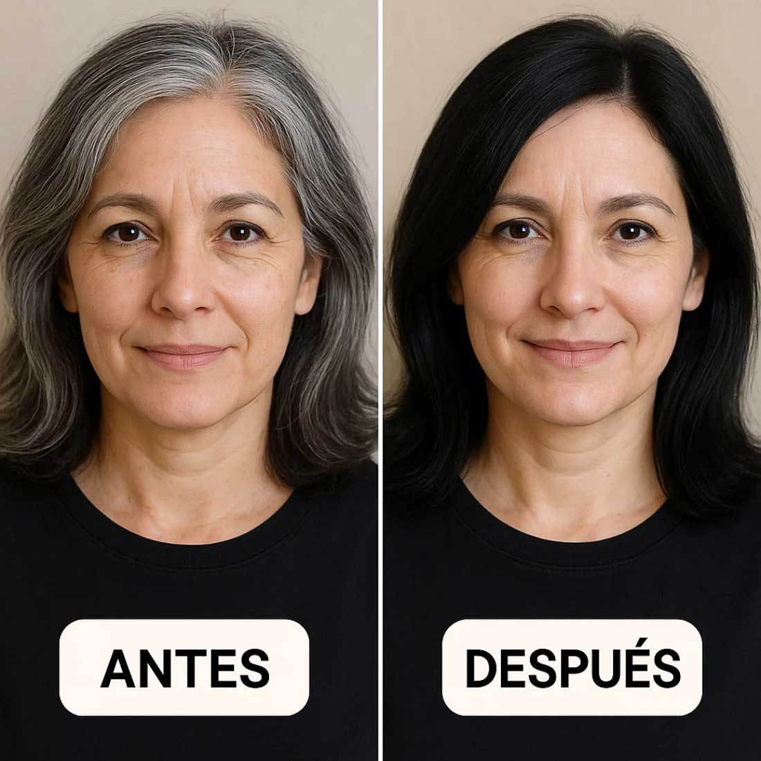 Shampoo colorante negro aplicación rápida y acabado natural